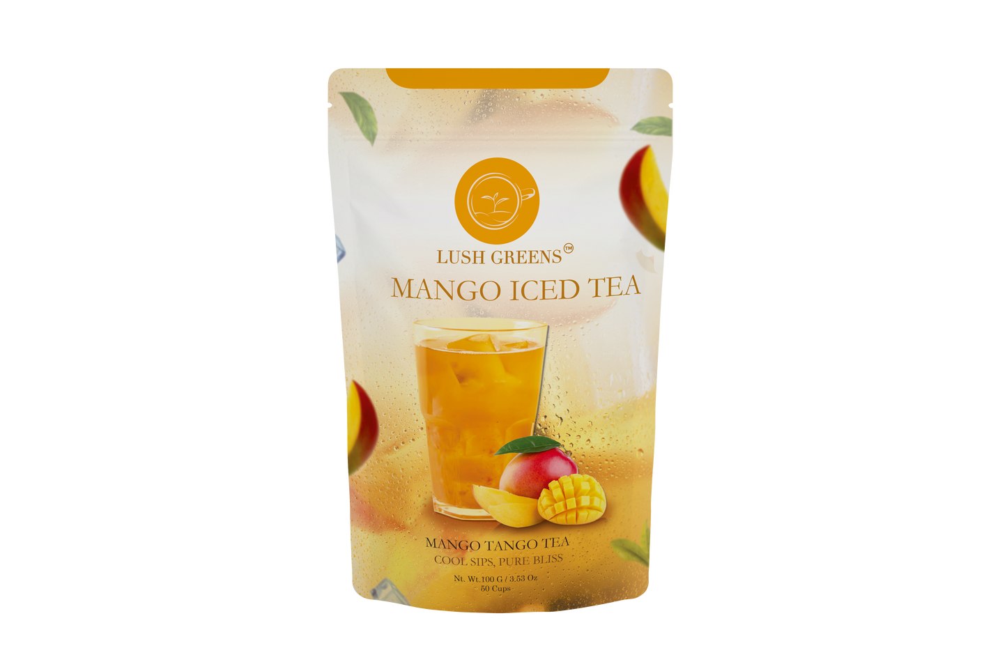 Mango Iced Tea (Mango Tango Tea)- Herbal Iced Tea / Cocktail Mixer - Sugar free - 10 liters/ 50 glasses - 100g pack