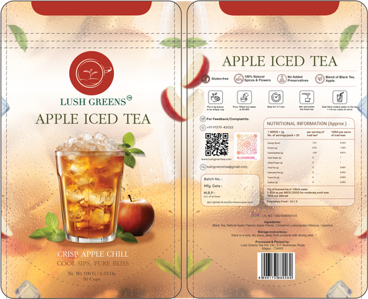 Apple Iced Tea (Crisp Apple Chill)- Herbal Iced Tea / Cocktail Mixer - Sugar free - 10 liters/ 50 glasses - 100g pack